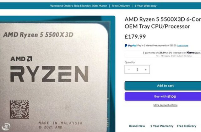 Ryzen 5 5500X3D bất ngờ xuất hiện tại Anh: cơ hội cho game thủ với giá 179 GBP
